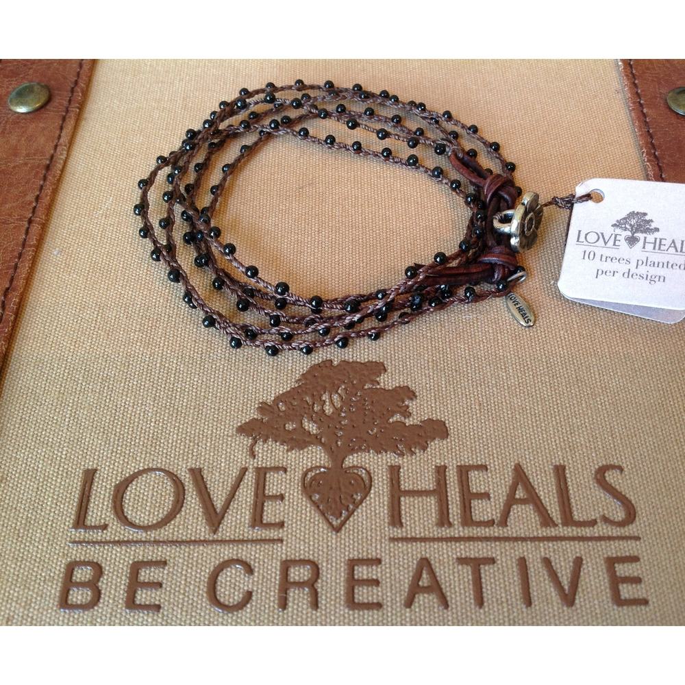 Love Heals 40" Love Heals 40" Black Spinel Braiided Necklace Wrap Bracelet LH52